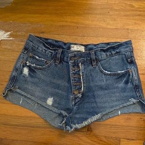 Free people cheeky shorts with button down fly.